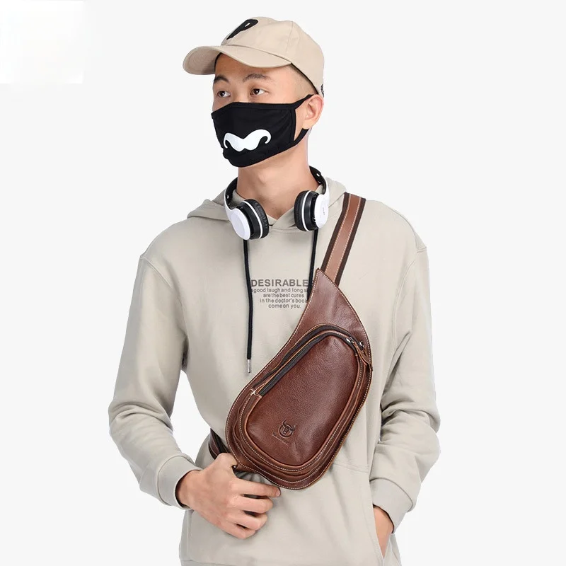 

Нагрудная сумка Crazy Horse мужская из воловьей кожи, саквояж на одно плечо, рюкзак на молнии