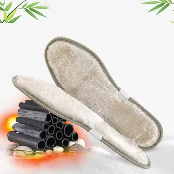 

2Pcs Women Men Autumn Winter Plush Warm Bamboo Charcoal Insoles Deodorant Pads winter warm breathable insole pad foot care