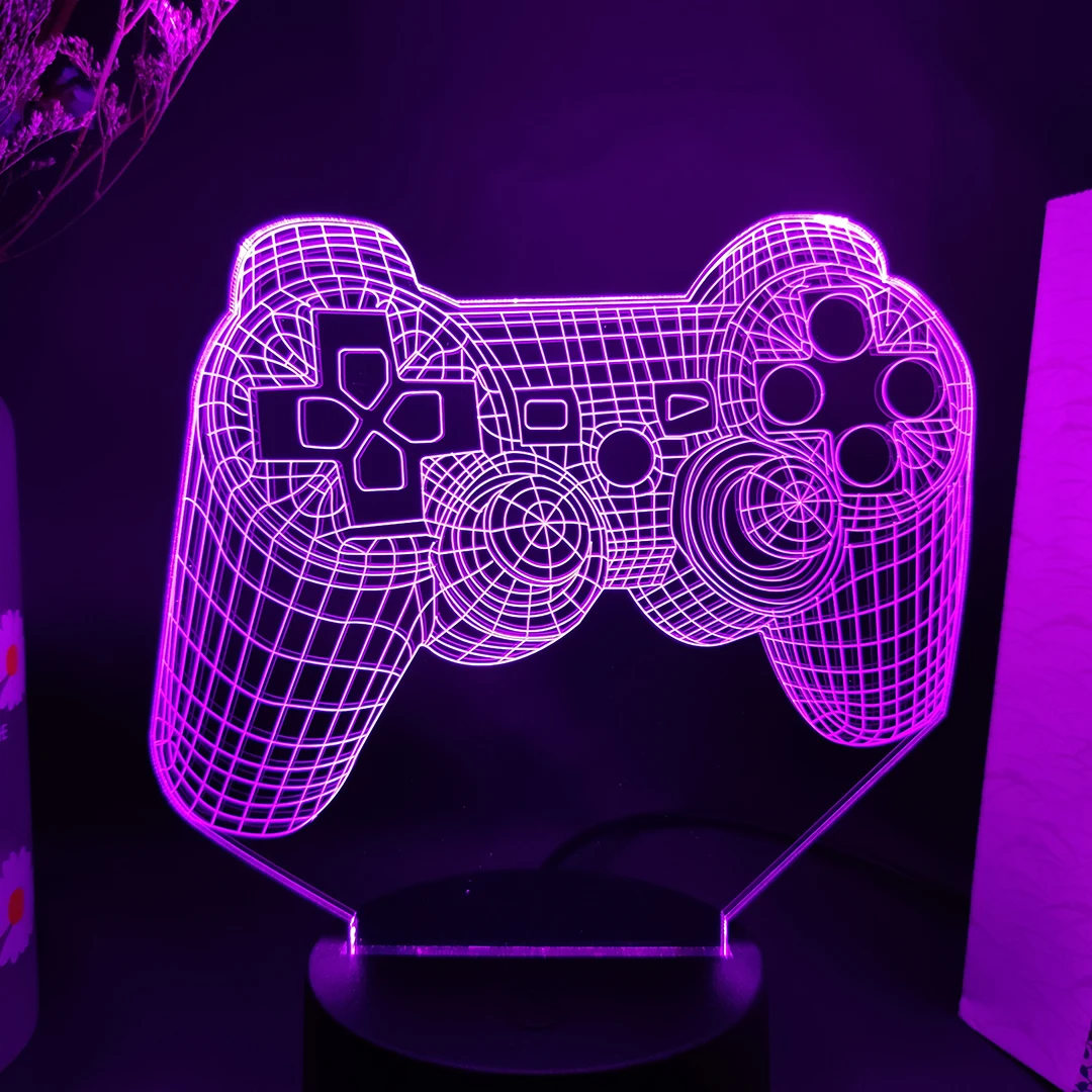 3Dビジョンランプクールギフトゲームファンコンソールハンドル画像7変色タッチセンサーの夜の光ゲームルーム装飾