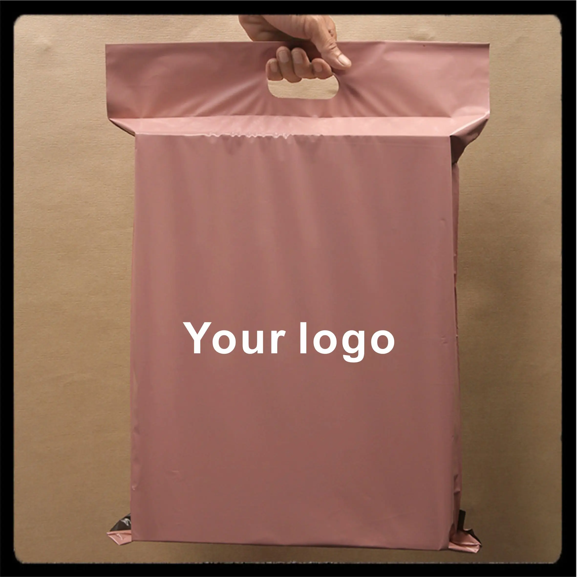 custom printed light pink poly mailers with handle envelope mailing plastic shipping packaging bag bags | Дом и сад