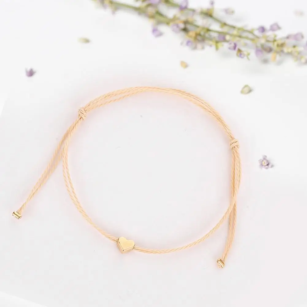 Женские бежевые веревочные браслеты в форме сердца регулируемые