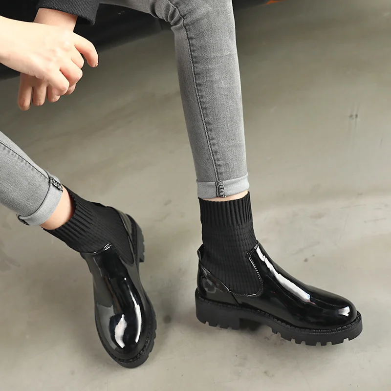 Moxxy/новые осенние модные туфли оксфорды повседневные из искусственной кожи Высококачественные мягкие Повседневные носки Женская обувь на плоской подошве; черные туфли-оксфорды