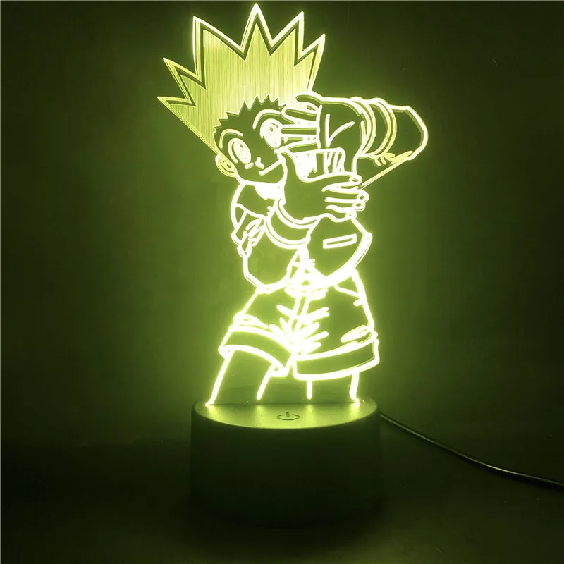 Hot Anime Hunter X Hunter LED Night Light Gon Freecss Figure Led USB 3D Nightlight for Children Bedroom Colorful Desk Lamp Gift