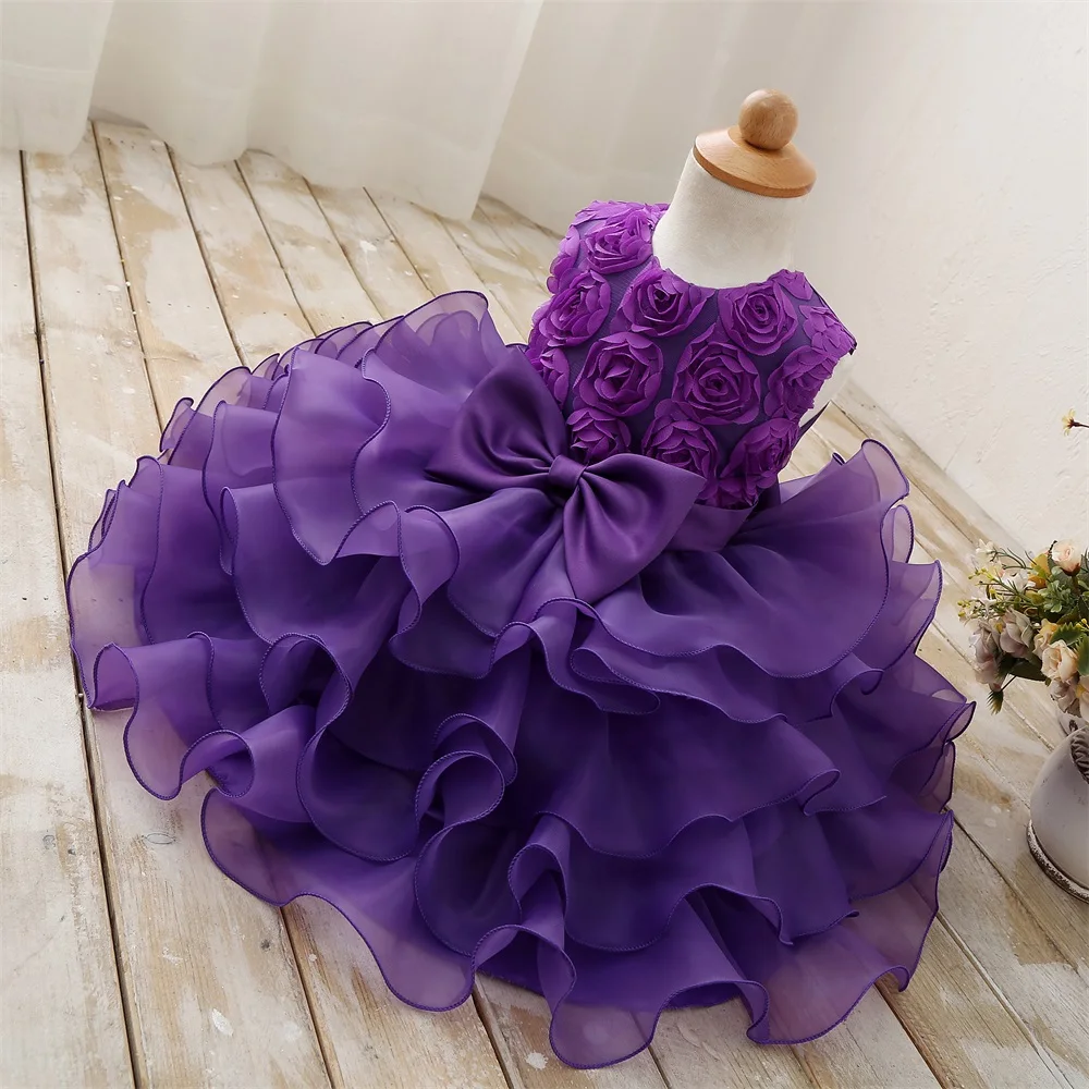 Flower Girl Purple Dress For Wedding Kids Clothes Party Prom Wear Children Graduation Gown Formal Vestidos Size 8  Детская одежда