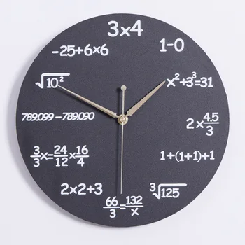 

Creative Math 3D Wall Clock Modern Design Decorative Bedroom Mathematical Formula Wooden Clocks Wall Watch Home Decor 12 inch