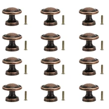 25Mm Vintage Copper Knobs Antique Round Cupboard Cabinet Drawer Kitchen Door Pull Handles(12Pack