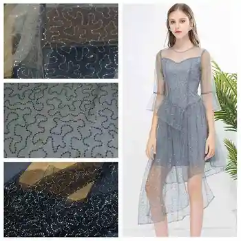 

3 Colors Gold Sequin Embroidery Floral Beige Black Tulle Lace Fabric for DIY Girl Dress Tutu Dress Wedding Gowns