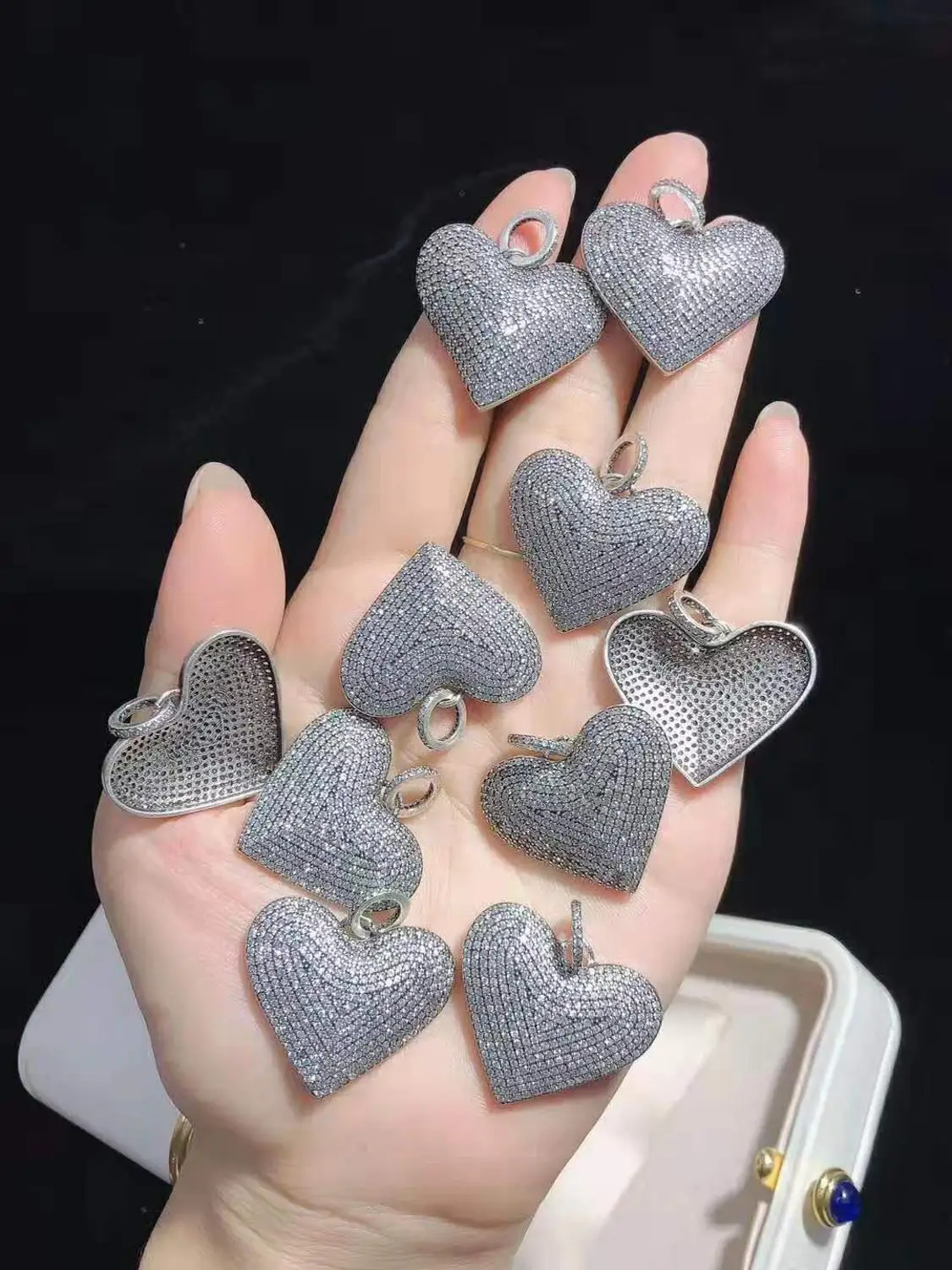 

30mm/40mm Silver plated Paved CZ Necklace Pendant Cubic Zirconia Jewelry Connector DIY Fine Jewellery Making