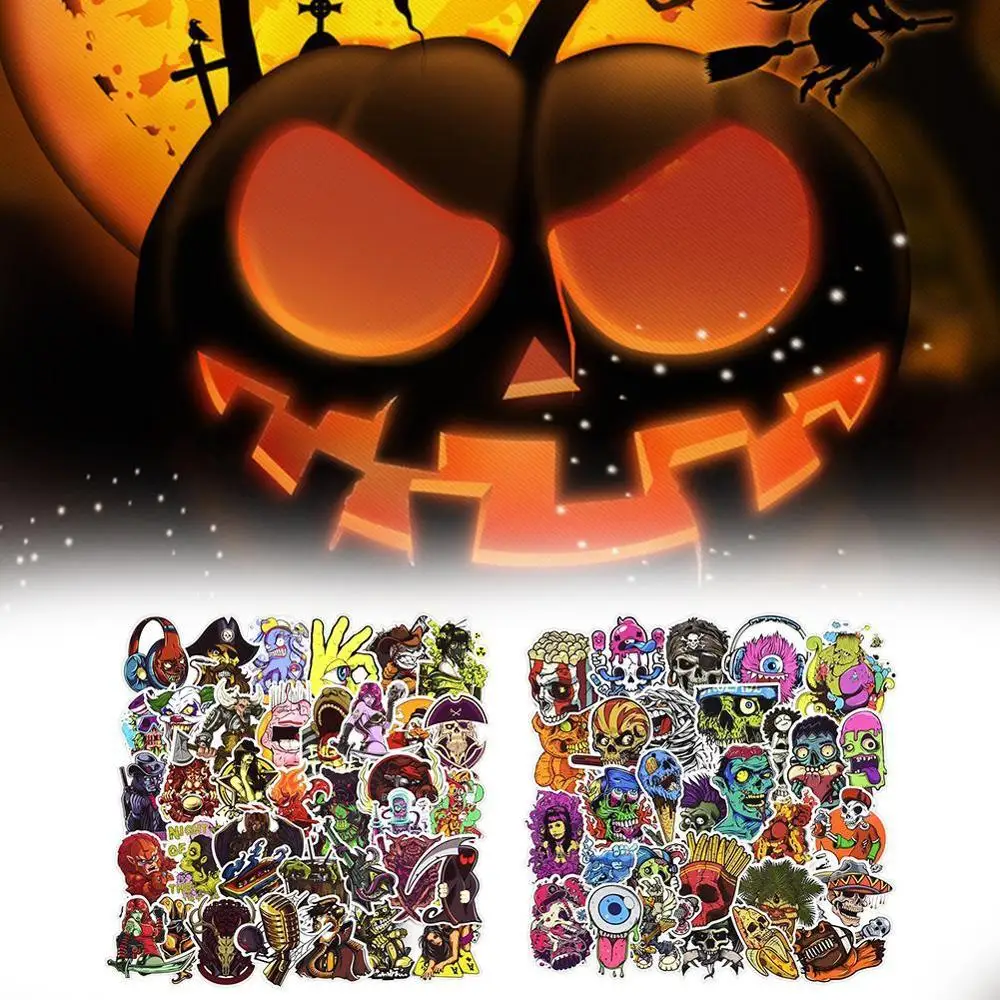 

50pcs Car Cool Skull Cartoon Sticker Vinyl Decal For Surface Notebook Suitcase Guitar Skateboard Car Toy Children