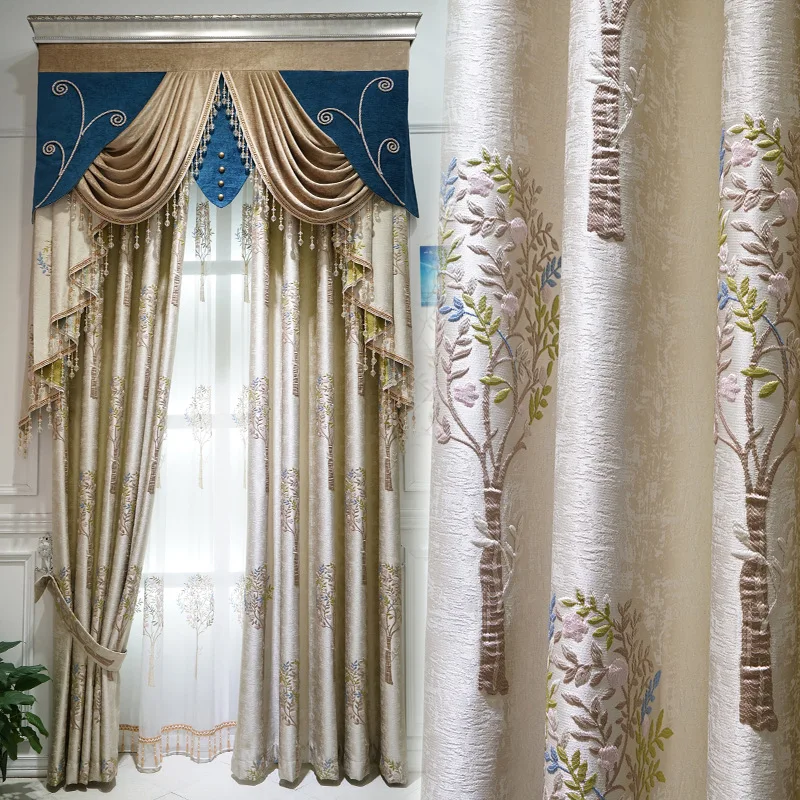 Штора из жаккарда Chenille Роскошная штора 4D для шторы на окна гостиной занавеска