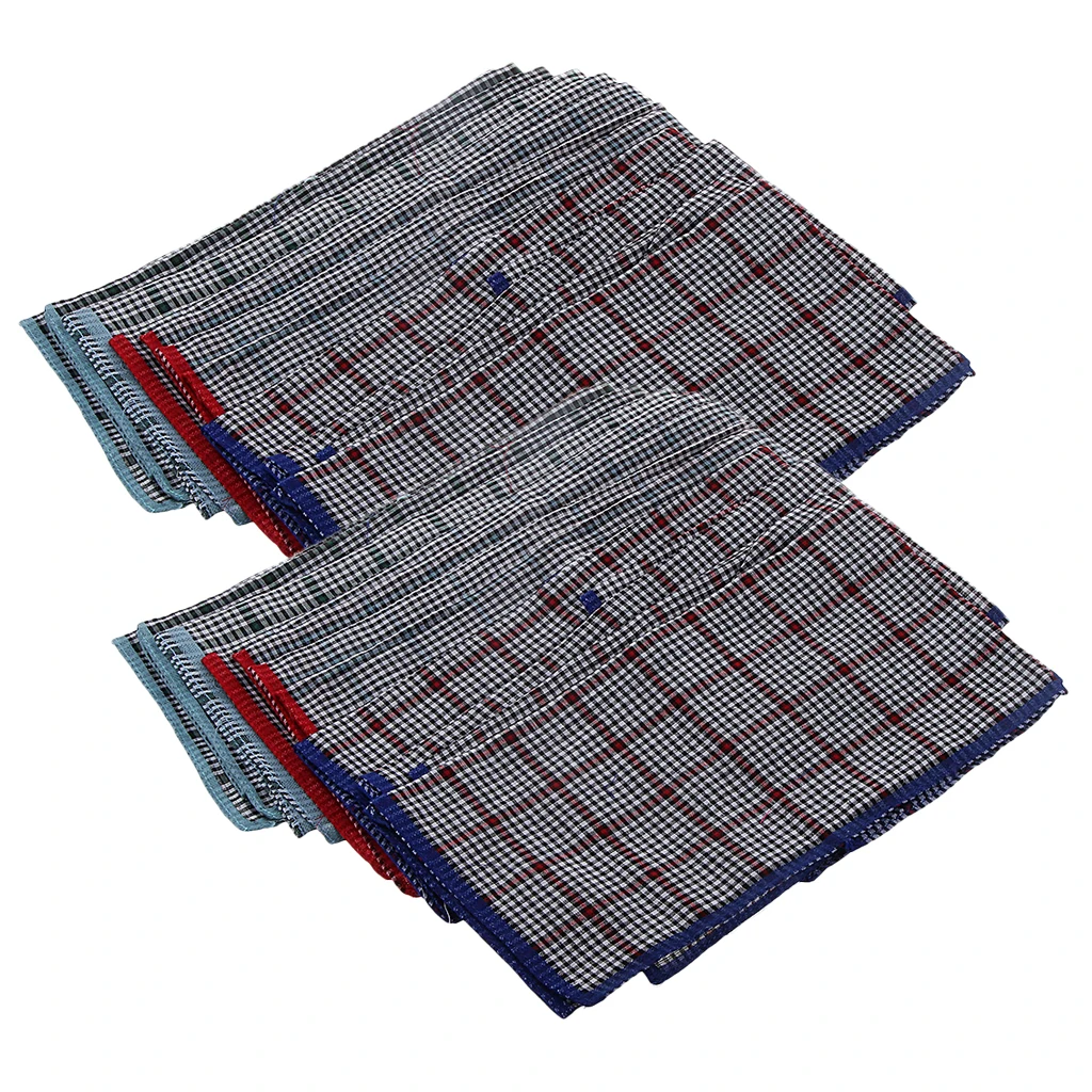 24 Pieces Pure Men Cotton Handkerchiefs Set for Men - Vintage Plaids Patterned 40 x 40 cm