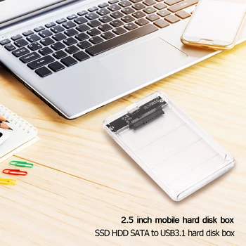 

2.5 inch Type-C to SATA Adapter Hard Drive SSD Disk HDD USB 3.1 External Case HDD Case with USB Cable Pouch New