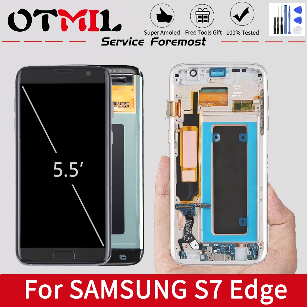 Super AMOLED 5 &quotдля Samsung Galaxy S7 Edge ЖК дисплей сенсорный экран дигитайзер с рамкой для G935