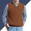 S-6XL Men Sleeveless Sweater Vest Male Autumn Spring Cotton Knitted Solid Vest Sweater Man Business V Neck Top Slim Sweaters Boy 1
