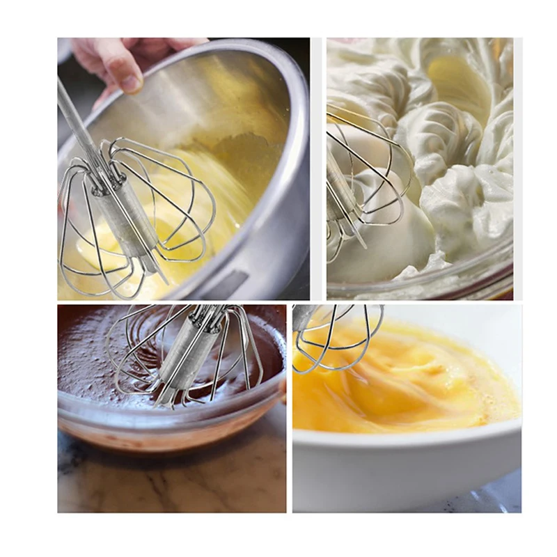 Egg Whisk Stainless Steel Hand Push Whisk Blender for Home Versatile Tool for Egg Beater for Blending Whisking Beating Stirring