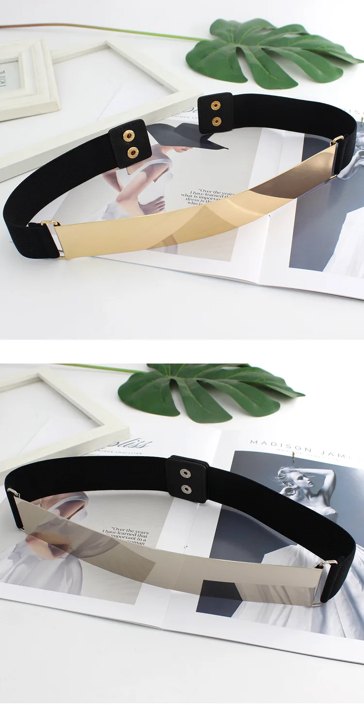 Femmes Ceinture Élastique Avec Grand Fleur Blanc Rouge Chic