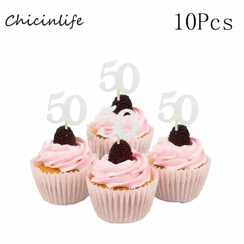 Chicinlife 10 шт. 30 40 50 60 капкейк топпер лет день рождения украшение для свадьбы