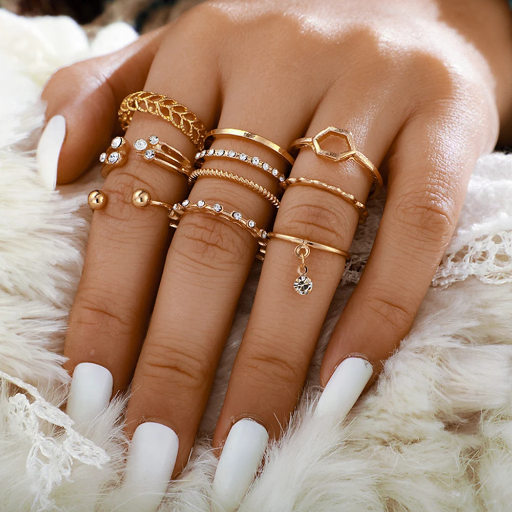 Women Charm Accessories Jewelry New Punk Cuff Finger Ring Set Jewelry Gifts UK
