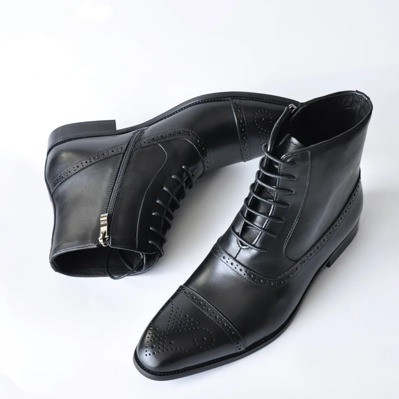 

Europe And America Side Joint Leather Shoes Zipper Rub Color Hight-top Men Rubber High-waisted Men's Martin Boots Hulk