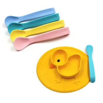 

Newborn Baby Feeding Spoon Solid Color Infant Baby Spoon Soft silicone spoon feeding spoon baby training tableware