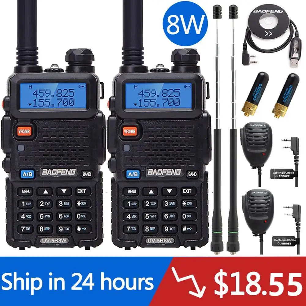 2 шт. реальная 5 Вт/8 Вт Baofeng UV 5R рация мощная Любительская любительская