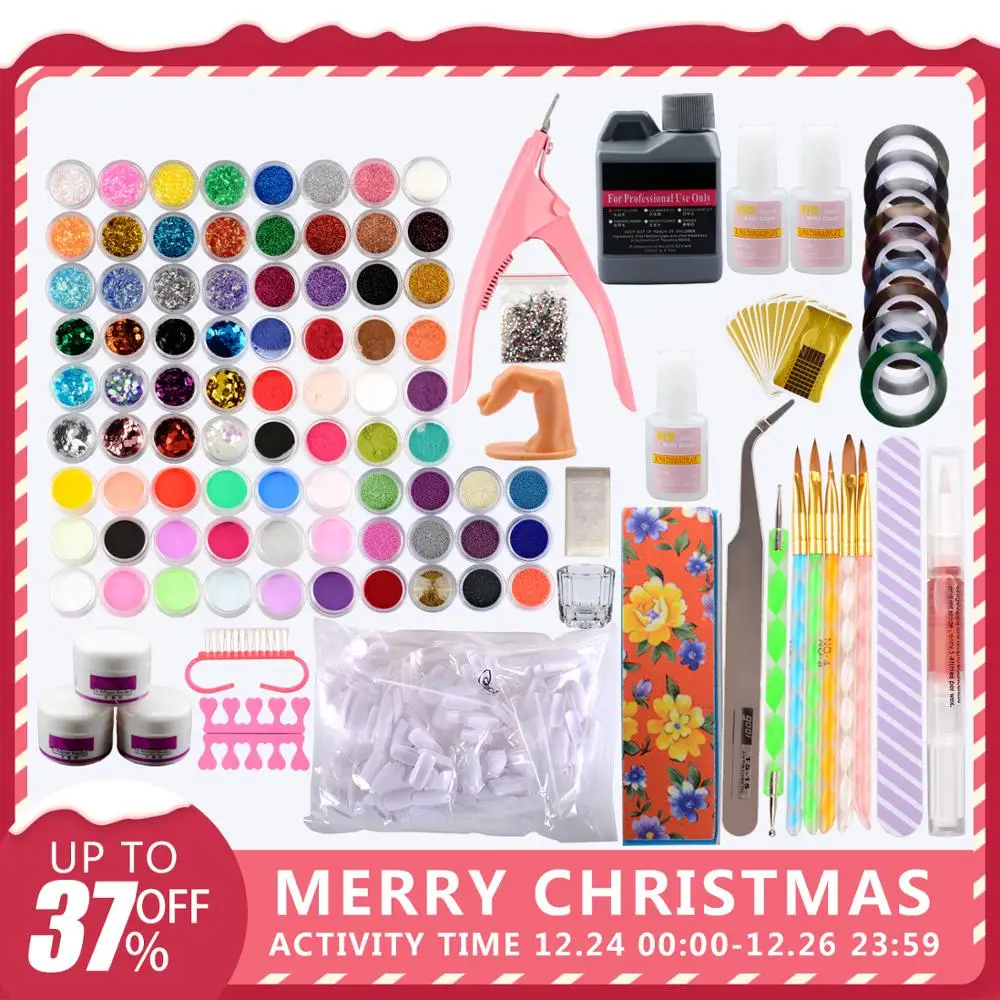 

Acrylic Nails Kit Acrylic Powder Set 120ml Acrylic Liquid Glitter Deco 3D French Tips Rhinestone Nail Cutter Kit Manicure Set