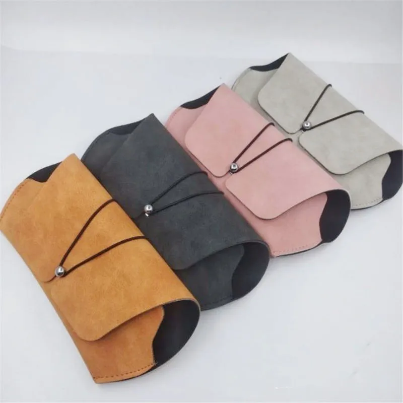 PU Leather Glasses Case Vintage Sunglasses Holder Box Eyeglasses Solid Storage Box Colorful Fold-able Portable Bag