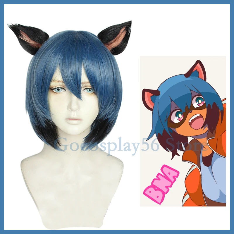 Аниме BNA Kagemori Michiru парик уши совершенно новый для косплея синий черный короткий из