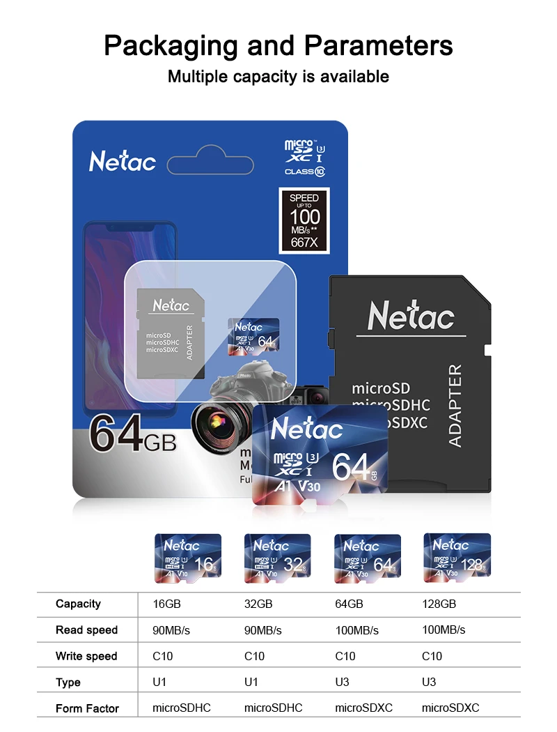 Карта памяти Netac Tarjeta Micro SD 16 ГБ 32 64 128 класс 10 USB флэш карта для смартфона адаптер