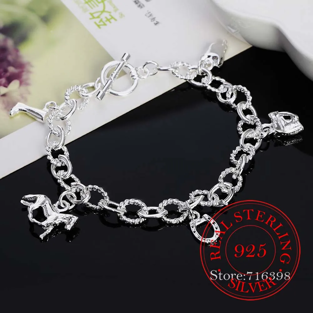 925 Sterling Silver Bracelet Korean Exquisite Horseshoe To