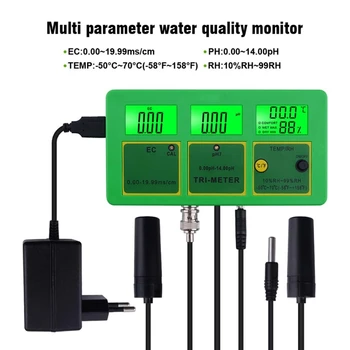 

4 in 1 PH TEMP EC RH Water Quality Tester Monitor PH Meter Multi-parameter Water Meter for Pools Drinking Water Aquarium