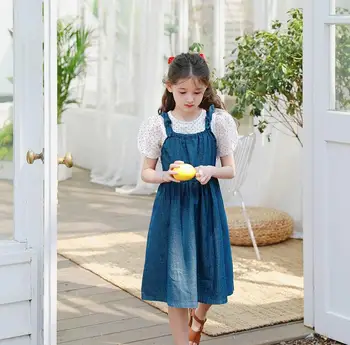 

2020 new girls denim dress summer fashion girls vest dresses 2-7years HV92