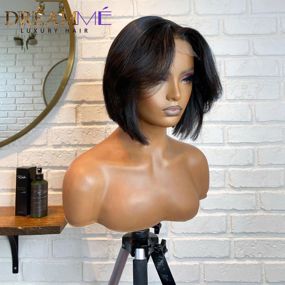 Short Bob Pixie Cut Lace Front Wig Human Hair Straight Remy Brazilian Natural Color 4x4 Lace Closure Wig For Women For Women