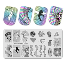 Beleza bigbang acessórios da arte do prego placas de carimbo crânio listrado onda gato geometria imagem do coração unhas carimbos modelo XL-085(China)