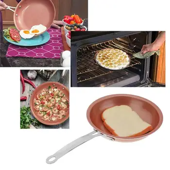 

24cm Non-stick Copper Pan Long Service Life Round Egg Steak Frying Pan Lightweight and Delicate Kitchen Cooking Supplies