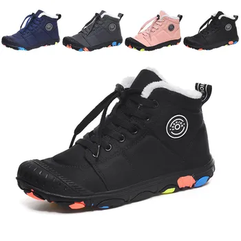 

2020 New Winter Children Running Shoes Outdoor Sports Comfortable Sneakers Kids Warm Plus Fur Shoes For Boys Girls Cotton Boots