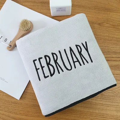Light Grey Feb. Модная верхняя одежда с вышивкой для поглощения воды для ванной Полотенца быстросохнущая мягкие банные полотенца для взрослых 140x70 см Ванная комната Полотенца - Цвет: Light Grey Feb.