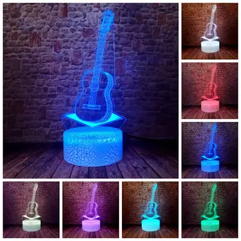 

Guitar Model juguetes 3D Illusion LED Desk Nightlight Colorful Changing Light Toys