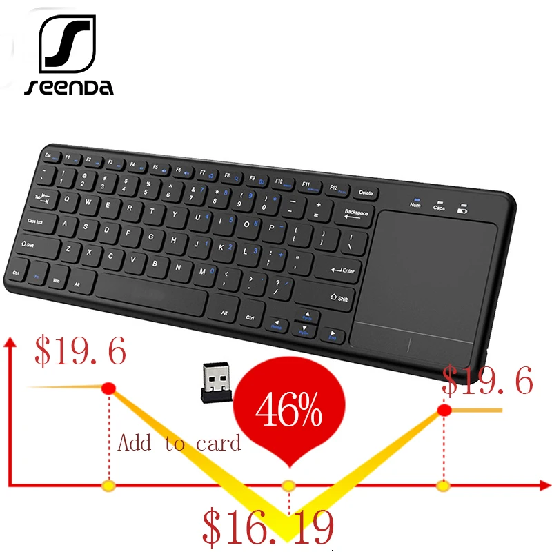 

SeenDa 2.4G Wireless Keyboard Touchpad Number USB Numeric Keypad for Android Windows Tablet Desktop Laptop PC English/French