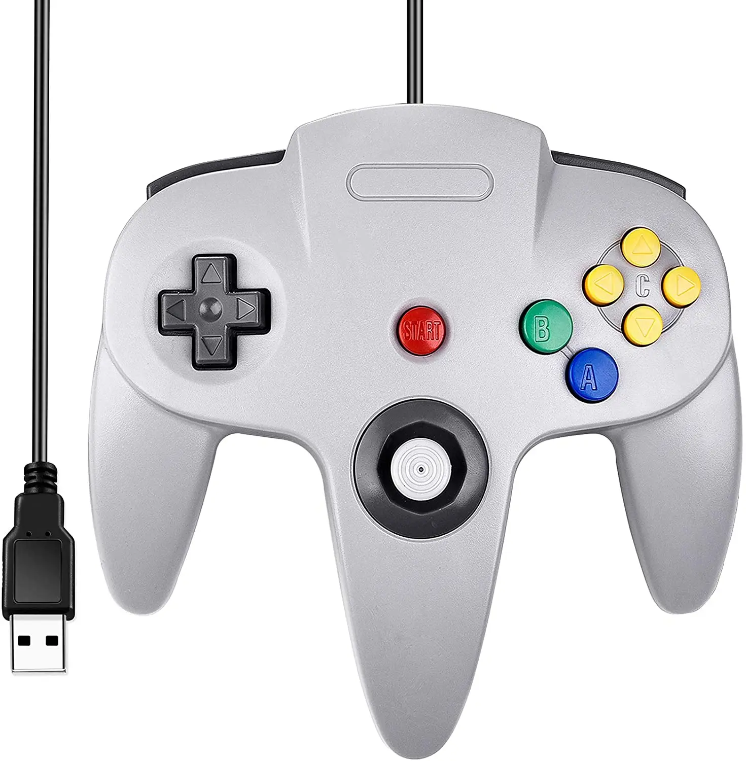 Classic N64 Controller Usb Cablato Pc Game Pad Joystick Joy Pad Per Pc Windows Mac Linux Raspberry Pi 3 Sega Genesis Highan (Grigio)