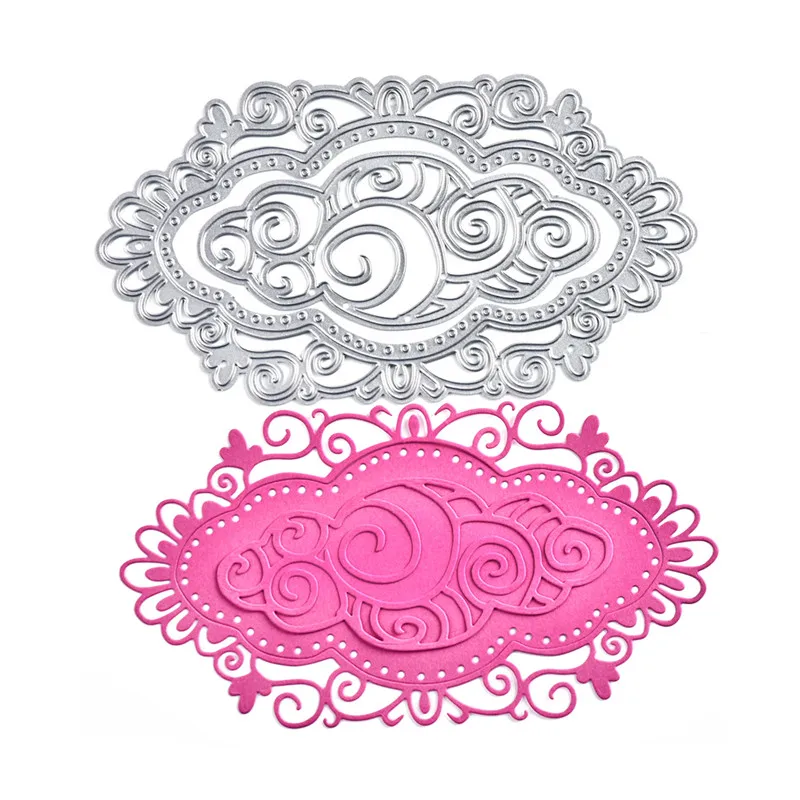 

YaMinSanNiO 97*175mm Dies Cutting Lace Hollow Oval Crafts Metal Cutting for Scrapbooking Card Album Embossing Die Cut Template