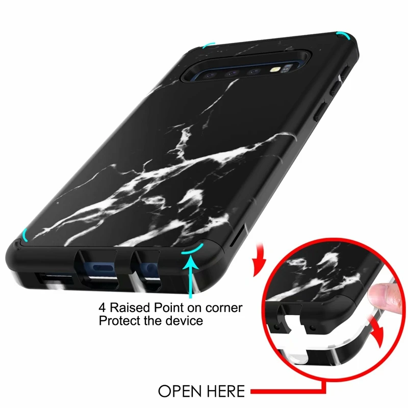 Ударопрочный чехол с мраморным цветком для Iphone 11 pro max для samsung S10 S10e Plus, гибридный защитный чехол из жесткого поликарбоната+ ТПУ 3 в 1