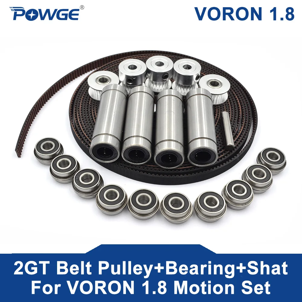 POWGE VORON 1.8 Set GT2 LL-2GT RF Open Timing Belt 2GT 20T 16T Toothed pulley Linear Bearing LM8LUU F695RS 5x30mm Shaft