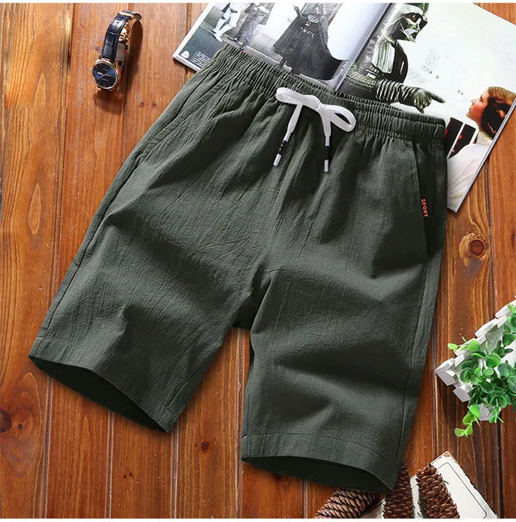 Mwxsd Casual Mens Cotton Shorts Outdoor Cotton Knee Length Shorts Summer Loose Elastic Waist Men Casual Shorts