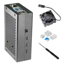 Алюминий сплав корпуса чехол Корпус Оболочка Чехол Корпус с охлаждающим вентилятором 4 шт. комплект радиаторов для Raspberry Pi 4B