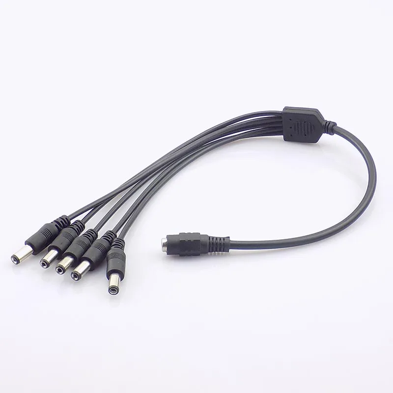 DC 12 в 1 Женский до 5 Мужской способ сплиттер кабель Разъем питания адаптер Pigtail 5,5 2,1 мм для CCTV камеры светодиодные полосы света L19