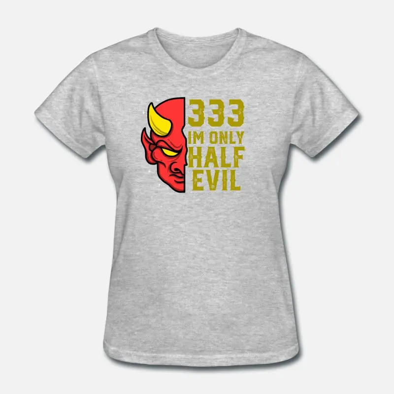 Women-Gray Стиль Devil 333 Half Evil костюм для хеллоуина футболка из хлопка с круглым вырезом потрясающая футболка большого размера S-5xl однотонная одежда в стиле хип-хоп - Цвет: Women-Gray