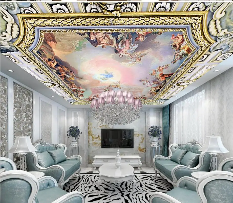 Fairy and Angel Beautiful Heaven Ceiling Oil Painting 3d murals wallpaper for living room