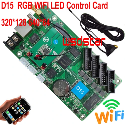 Карта управления с асинхронным полноцветным управлением Wi Fi HD D15 4 * HUB75E для P2 P2.5 P3