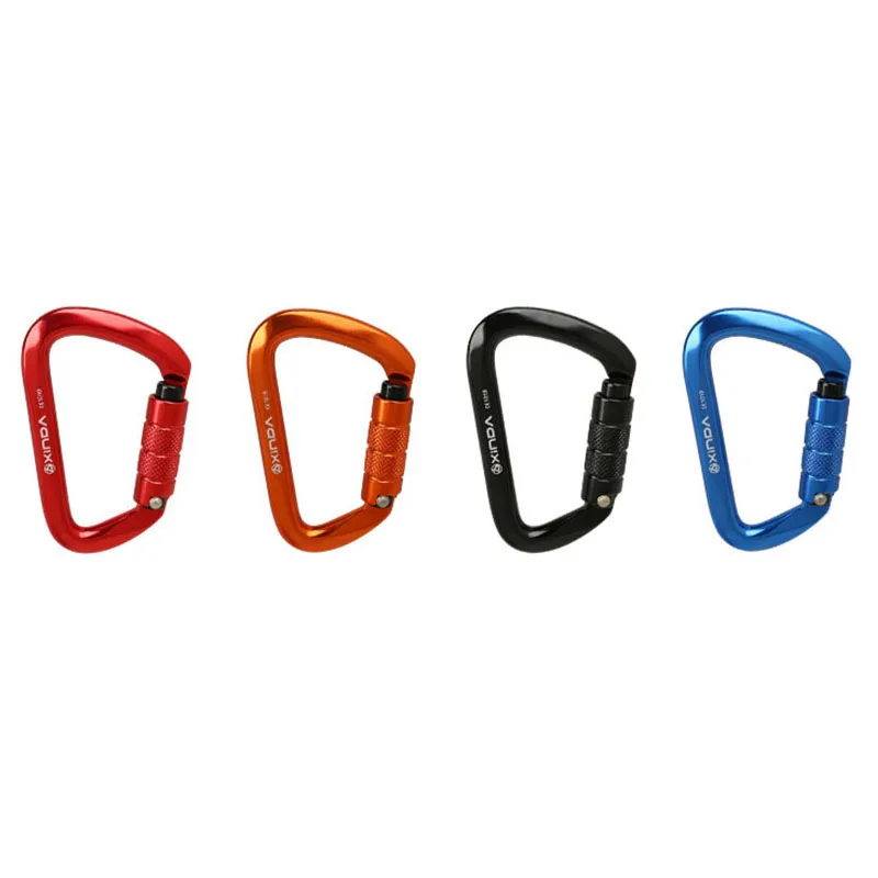 Orange Carabiners Outdoor Professional Climbing Quickdraws 28KN D Shape Aluminum Safety Mountaineering Automatic Quickdraw Equipments - Color: Orange